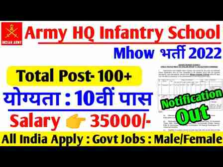 Infantry School Army Vacancy 2022