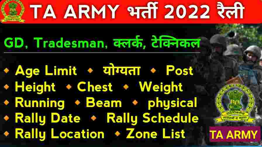 Territorial Army Rally Vacancy 2022