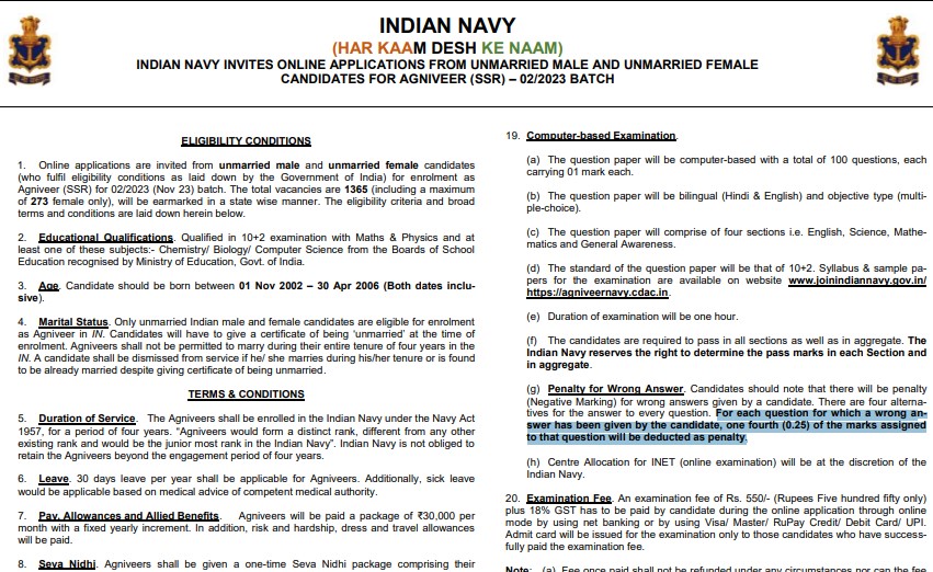 Agniveer Navy SSR Recruitment 2023
