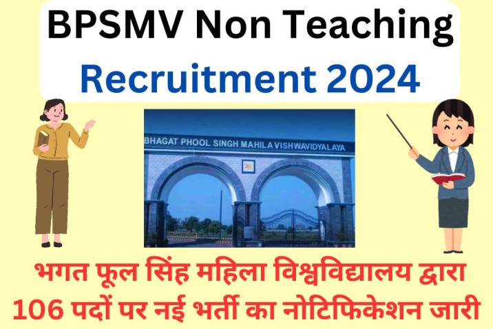 BPSMV Recruitment 2024 106 Post Notification Out