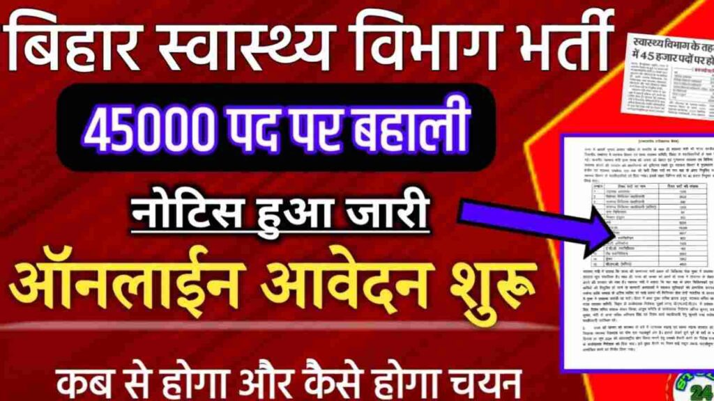 Bihar SHO CHO Recruitment 2024 Apply Online [4500 Post] Notification Out