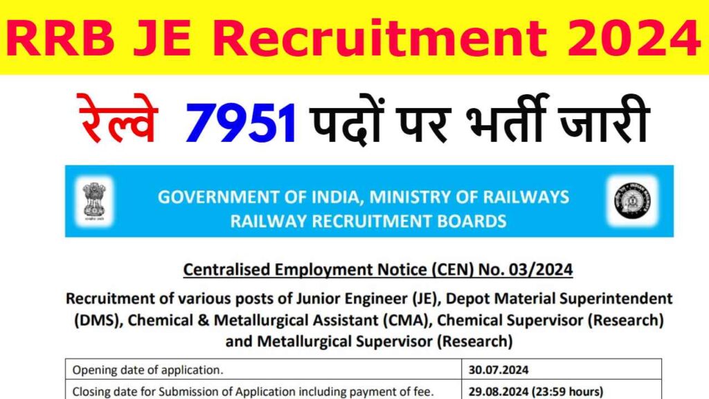 RRB JE Recruitment 2024